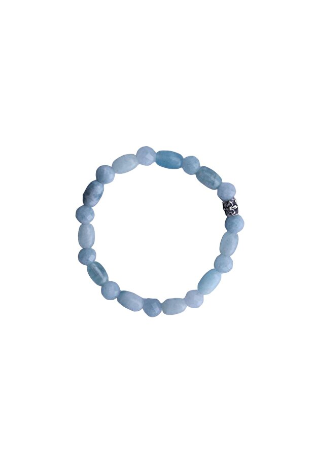 Silver Spacer Stone Aquamarine Bracelet