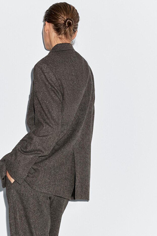 İp görünümlü triko takım blazer - 4