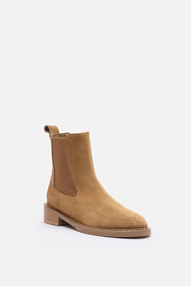 Ados Kadın Taba Süet %100 Gerçek Süet Deri Lastikli Bot - 3