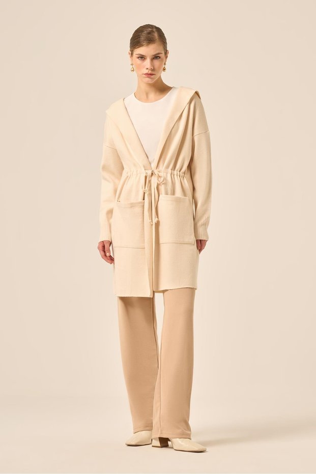 Women's Self-Tie Knitwear Cardigan Stone 20727