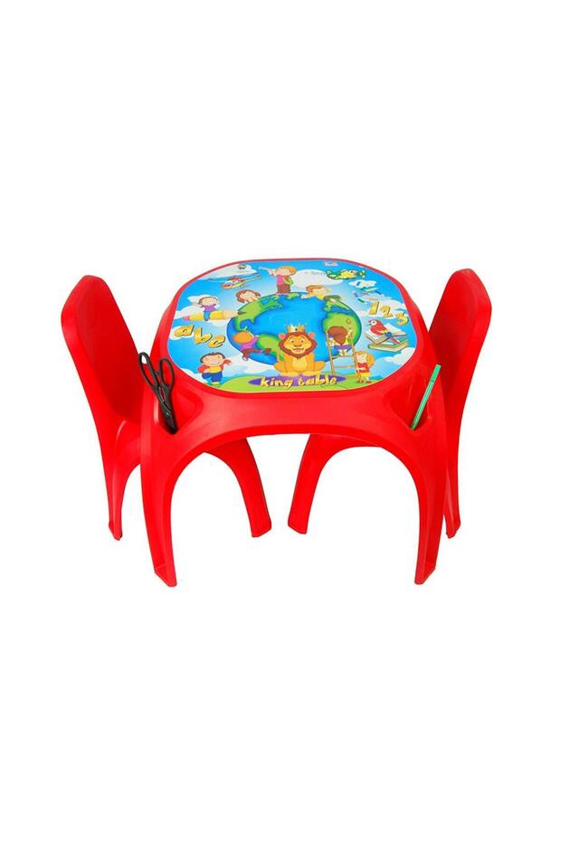 King Study Table Red with two chairs - 7