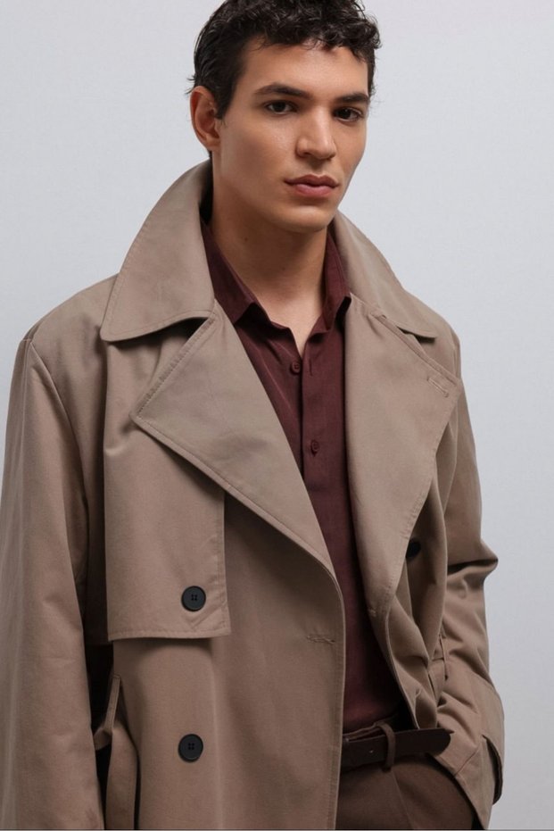 A25Y5010 Mink Belt Detail Coat Is a Wide Cut.
