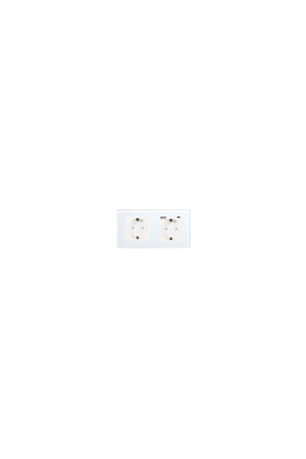 Dual socket complete Suko + Shuko USB A+C Port 3,1A, 20W Fast charge with intelligent recognition wi - 1