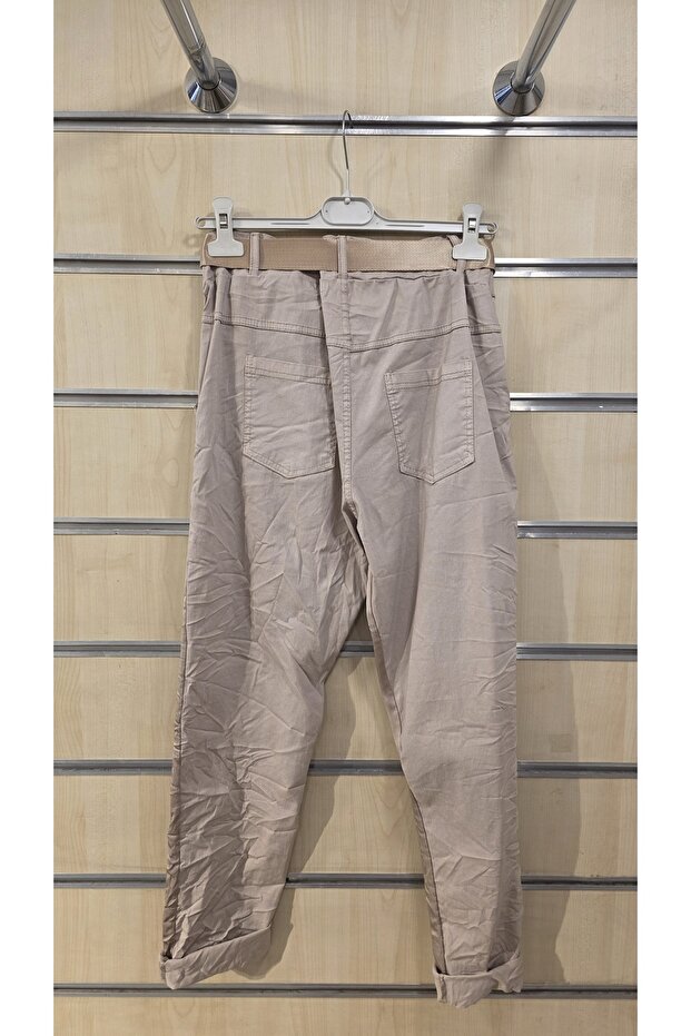 Color Gradient Pants with Belt Plain Pattern - 5