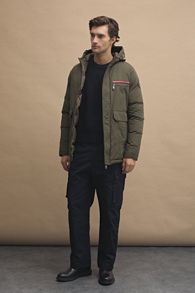 Kapüşonlu Basic Kaban - 4