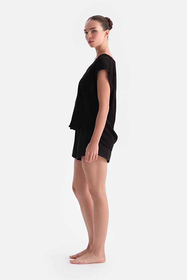 Siyah Kadın Deniz Şortu - 3