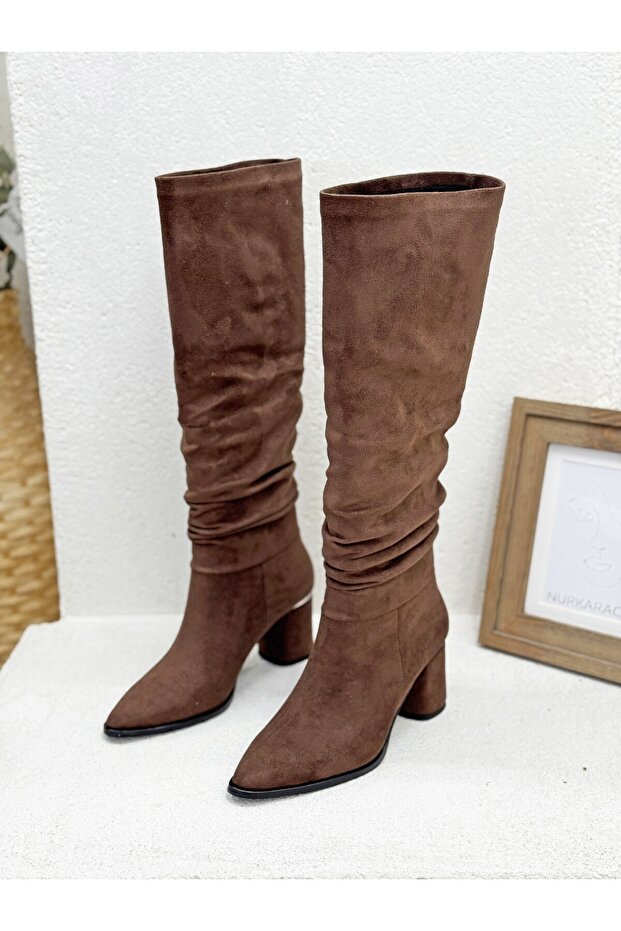 26K3214 Drawn-Up 7cm Thick Heel Boots for Women