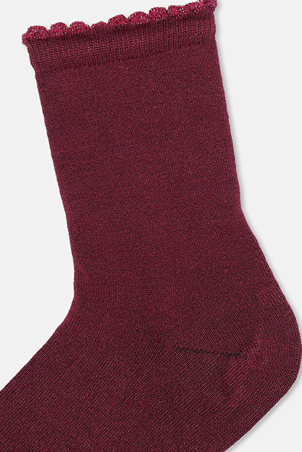 Bordo Kadın Sim Lastikli Bambu Çorap - 3