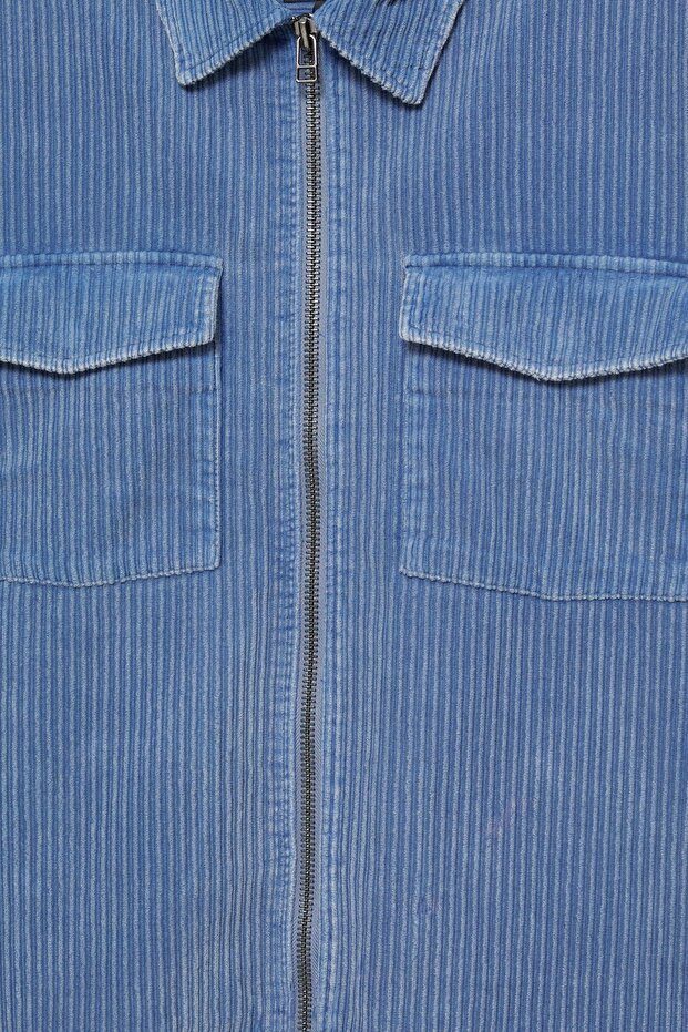 Fermuarlı kadife ince ceket - 8