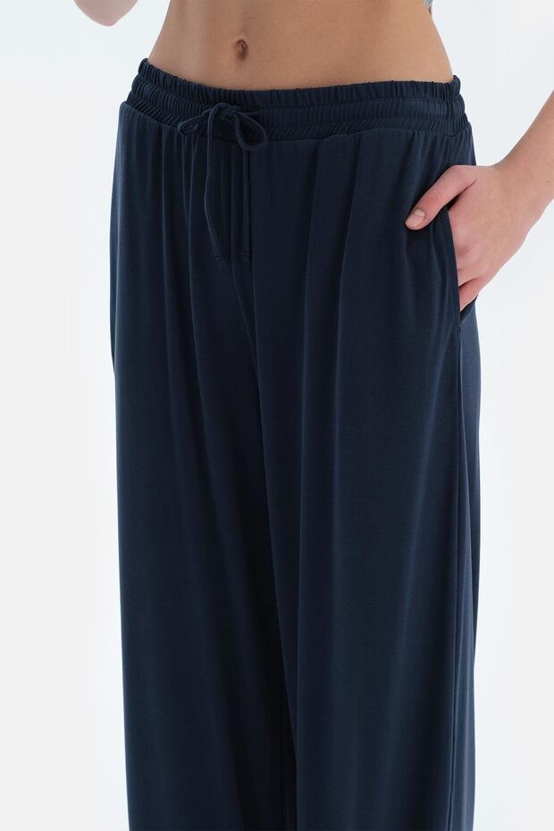 Lacivert Cepli Basic Modal Pantolon - 5