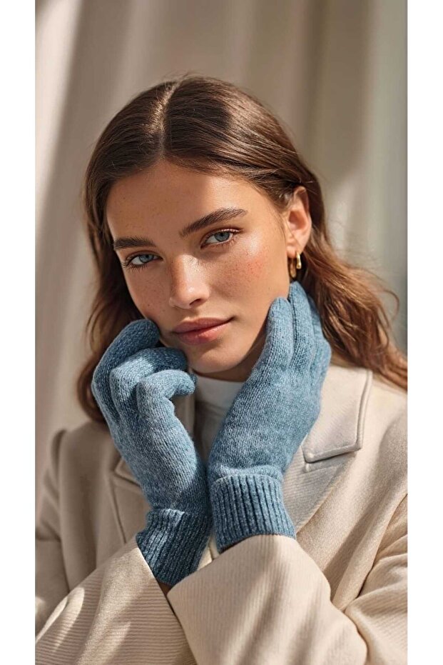 Likralı Yün Kadın Eldiven - 1