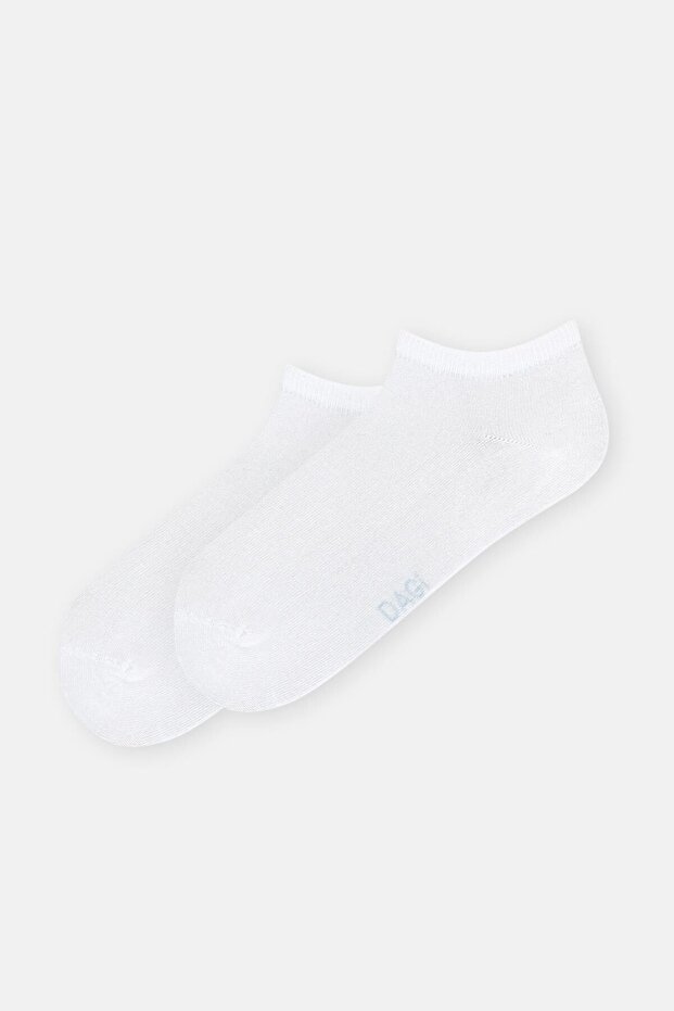 Beyaz-Mavi Kadın 2'li Bambu Basic Patik Çorap - 2