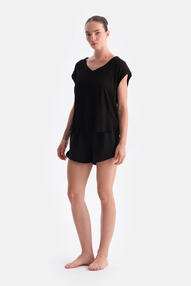 Siyah Kadın Deniz Şortu - 1