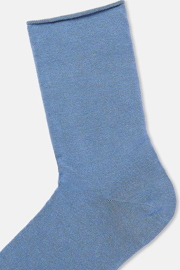 Açık Mavi-Mavi Kadın 2'li Modal Basic Çorap - 6