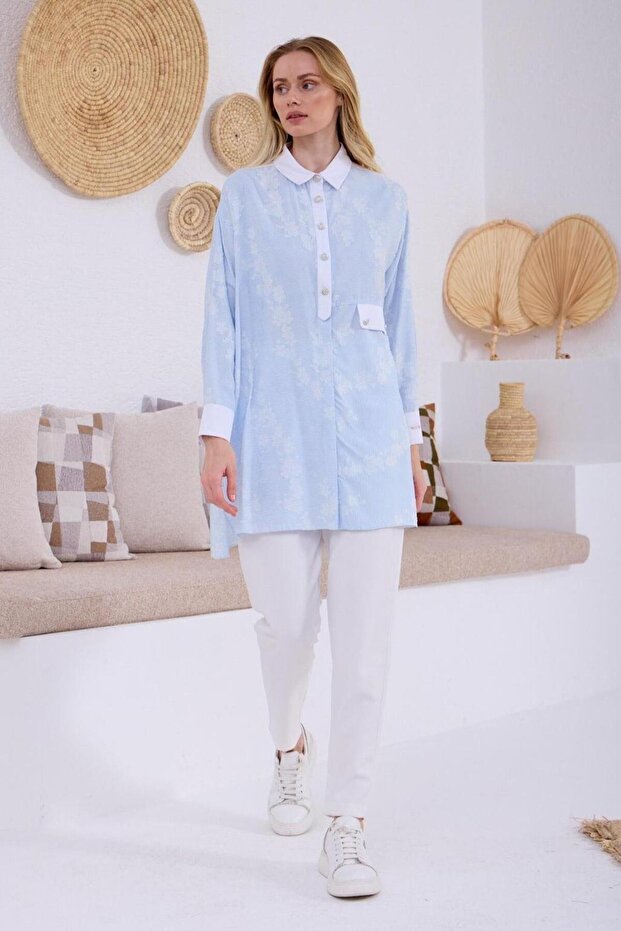 Çizgi Desenli Gömlek Mb11.274 - Mavi - 3