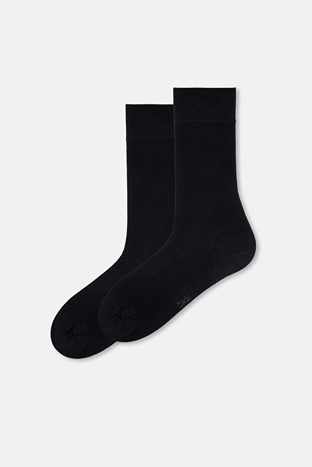 Siyah Erkek Çizgi Doku Bambu Çorap - 1