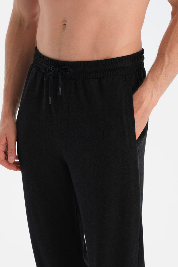 Antrasit Melanj Basic Soft Touch Düz Paça Pantolon - 5