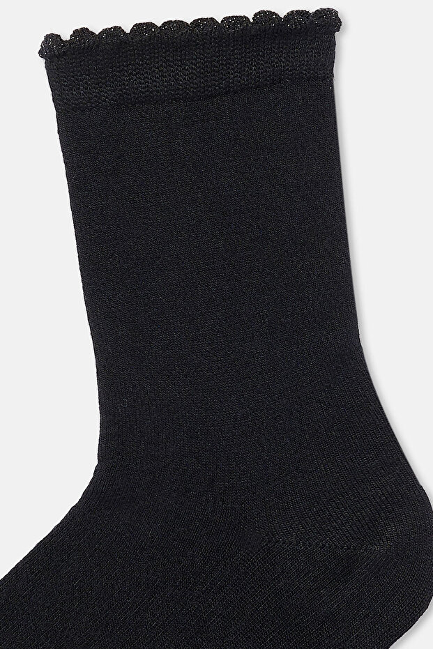 Siyah Kadın Sim Lastikli Bambu Çorap - 3