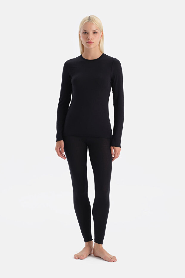 Siyah Modal Kaşmir Tayt - 4