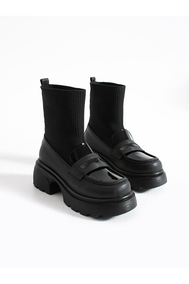 CORSA Siyah Triko Detaylı Kadın Bot - 4