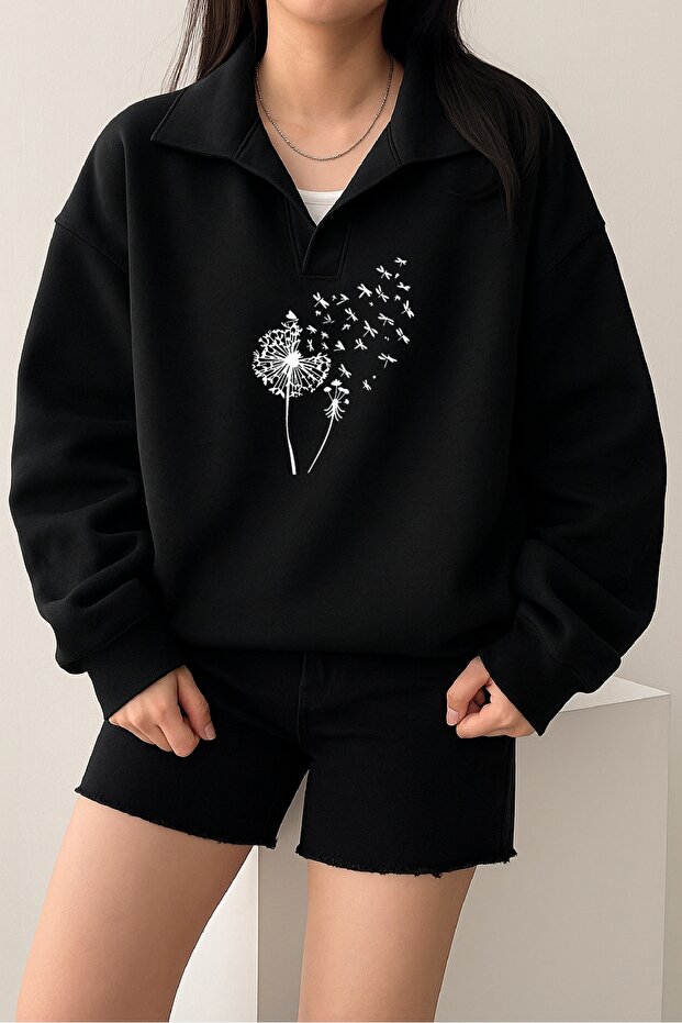 Unisex V-Yaka Basic Oversize Sweatshirt - 2