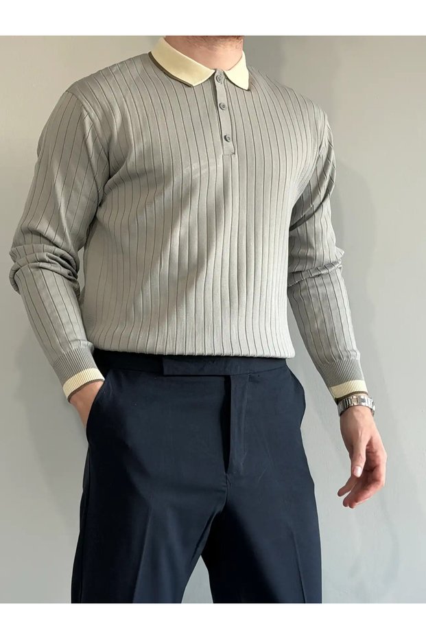 Old Money Premium Long Sleeve Men's Knitwear Sweater Gray