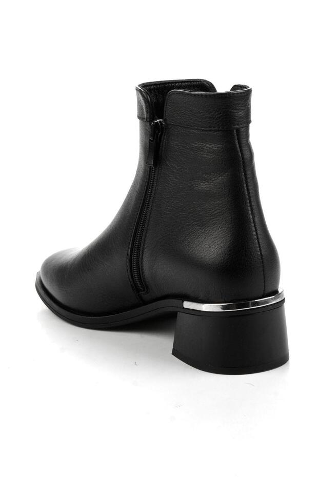 Siyah Hakiki Deri Kadın Bot & Bootie K02645012303 - 3