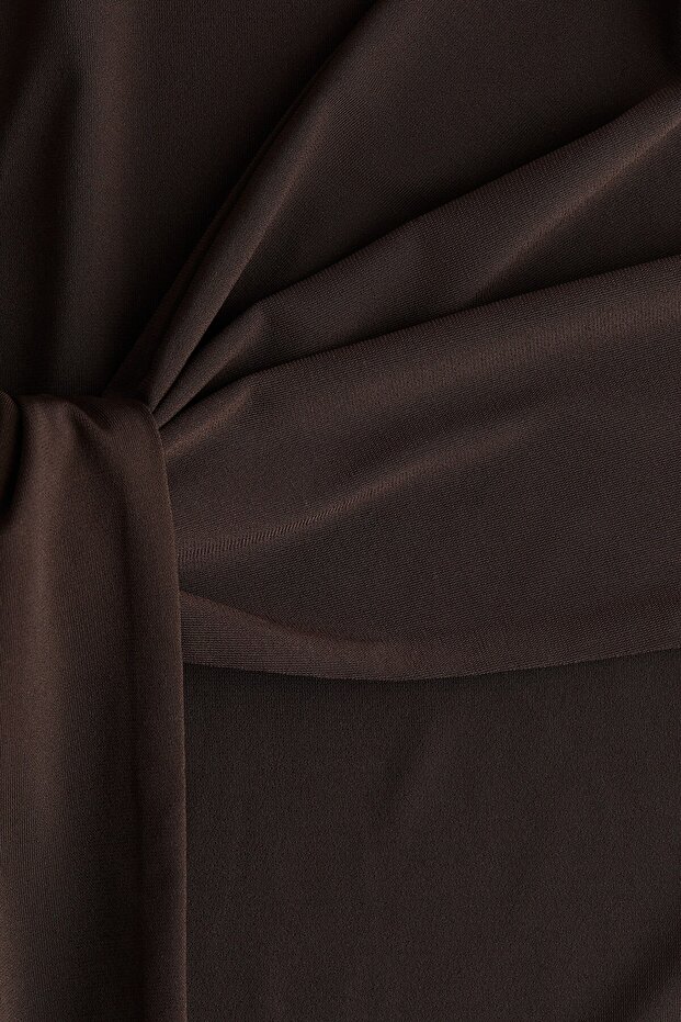 Uzun Kollu Jarse Elbise - 6