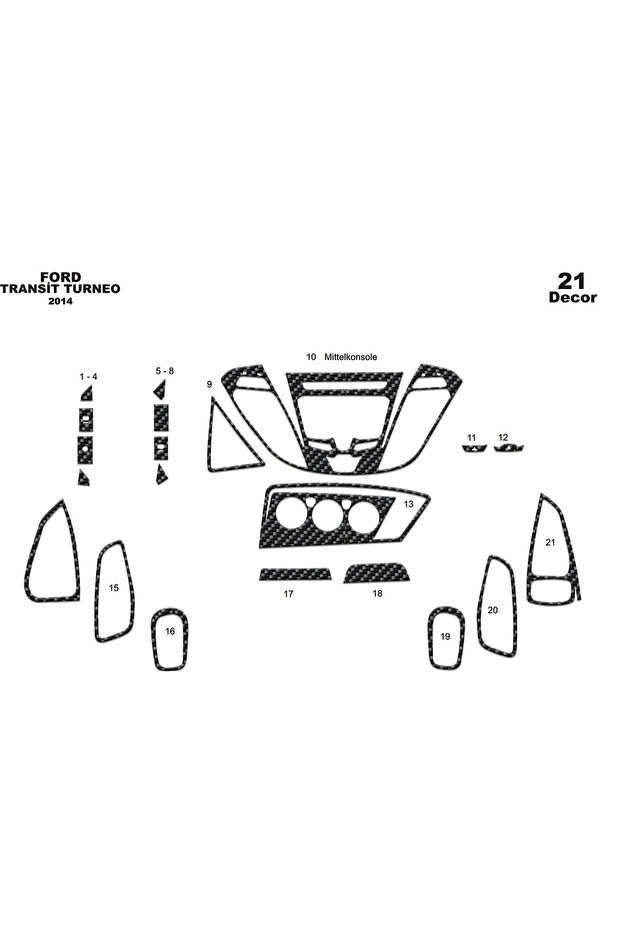 Ford Custom Tourneo Console-Torpedo Covering 2014 21 Pieces