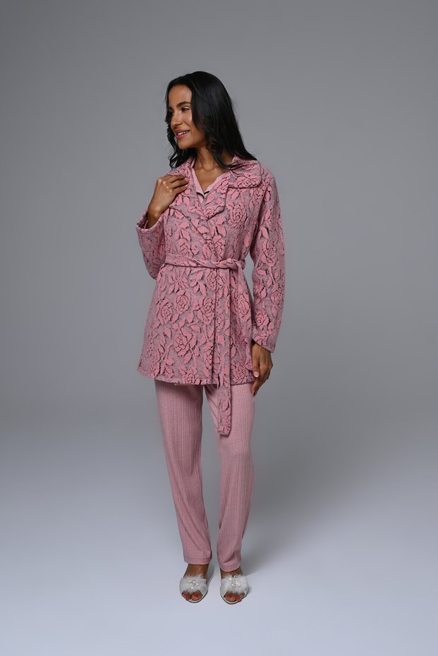 Women's Powder Special Design Front Buttoned Winter Maternity Pajama Set