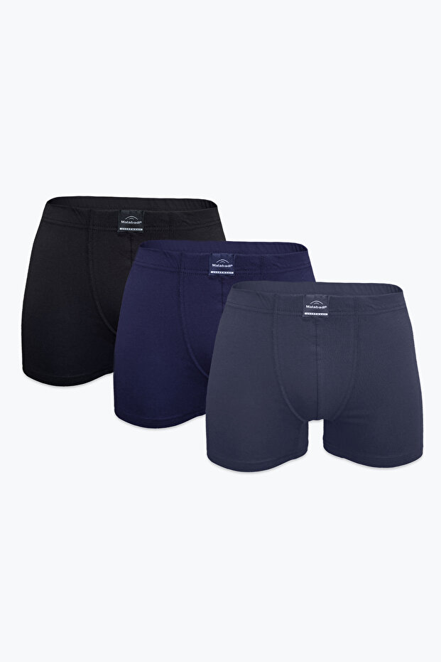 مجموعة بوكسر رجالية مكونة من 3 قطع باللون الأسود والأزرق الداكن من مجموعة Premium Collection Modal Boxer 3M251