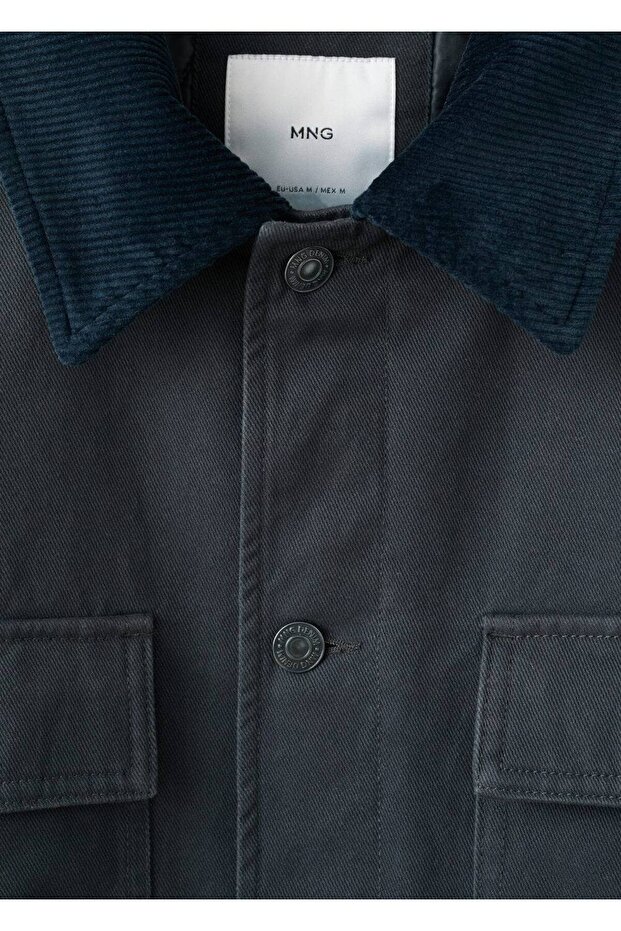 Kadife yaka cepli ceket - 8