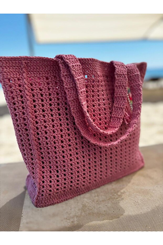 Makrome İp El Örgüsü Omuz Çantası - 3