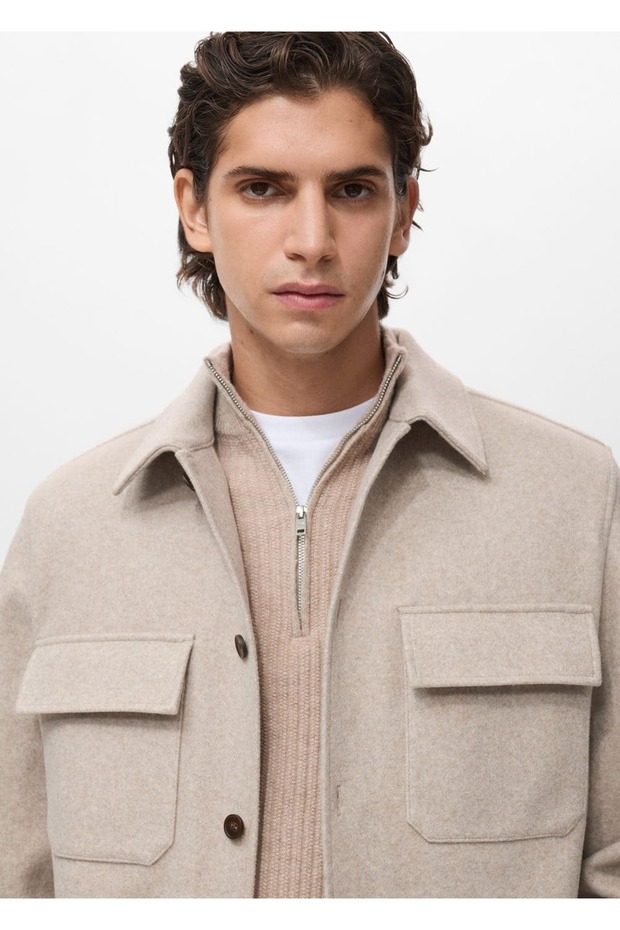 Klapalı cepli yün ceket - 6