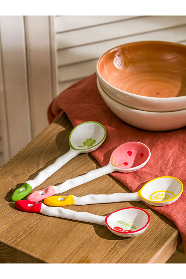 4 Piece Printed Ceramic Spoon Set