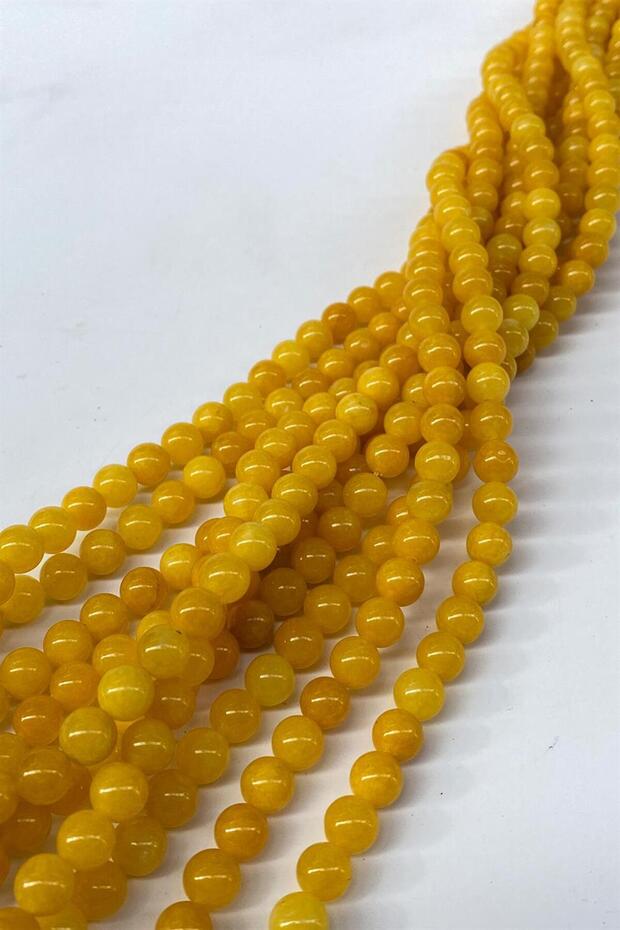 Yellow Ceyt Natural Stone Dizi Sphere Cut 8 mm