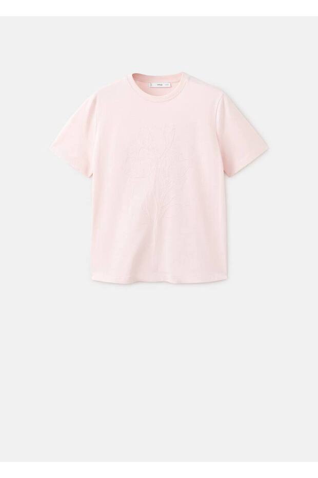 Çiçek işlemeli pamuk tişört - 3