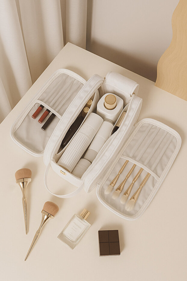 Lazım Shop Bölmeli Makyaj Çantası Organizer Seyahat Tipi Makyaj Çantası
