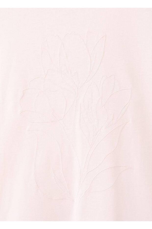 Çiçek işlemeli pamuk tişört - 6