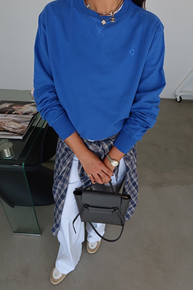 Bisiklet Yaka Oversize Basic Sweat - 2