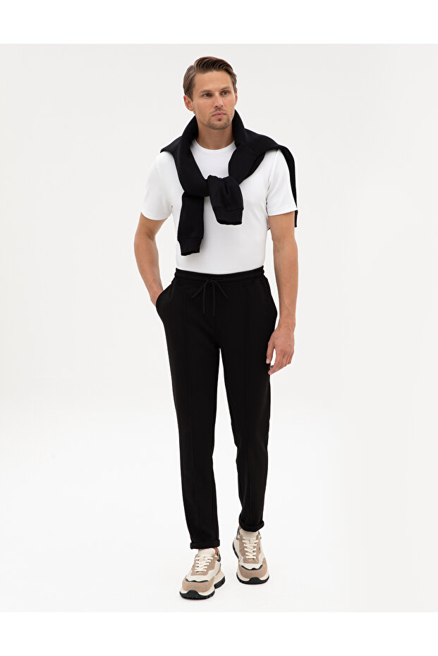 Black Slim Fit Double Leg Sweatpants 50314209-Vr046