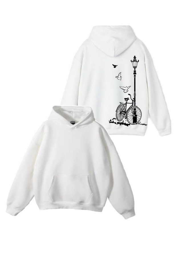 New Season Printed 3 Yarn Cotton Hooded Sweatshirt
