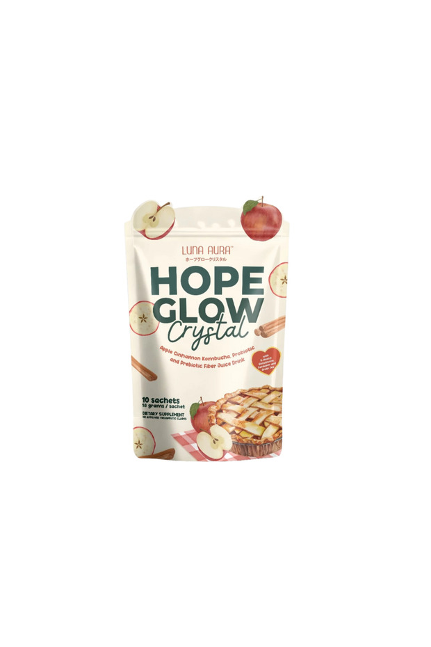 Hope Glow Crystal - Apple Cinnamon Kombucha, Probiotic and Prebiotic Fiber Juice Drink