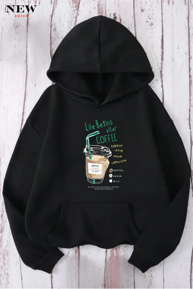 سويت شيرت مطبوع عليه قهوة - 1