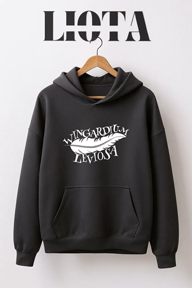 سويت شيرت قطني كبير الحجم مطبوع عليه Wingardium Leviosa مكون من 3 خيوط