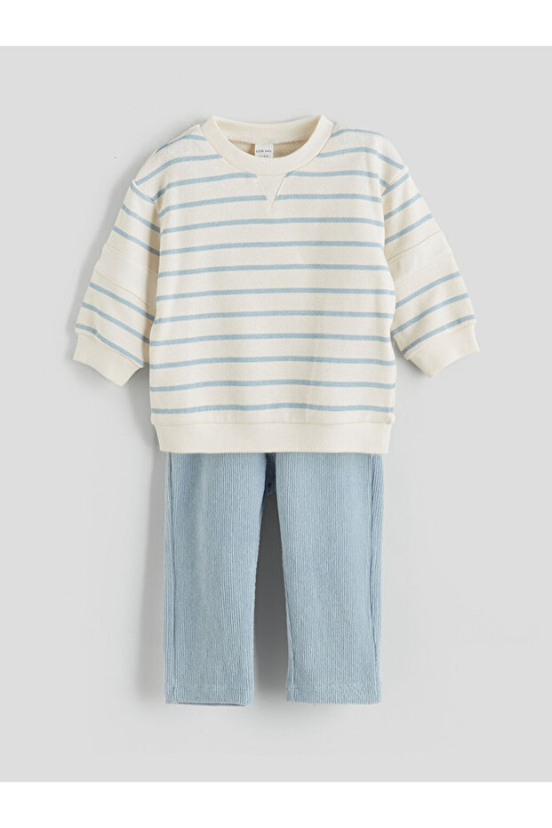 Striped Boys' Baby Sweatshirt and Velvet Pants