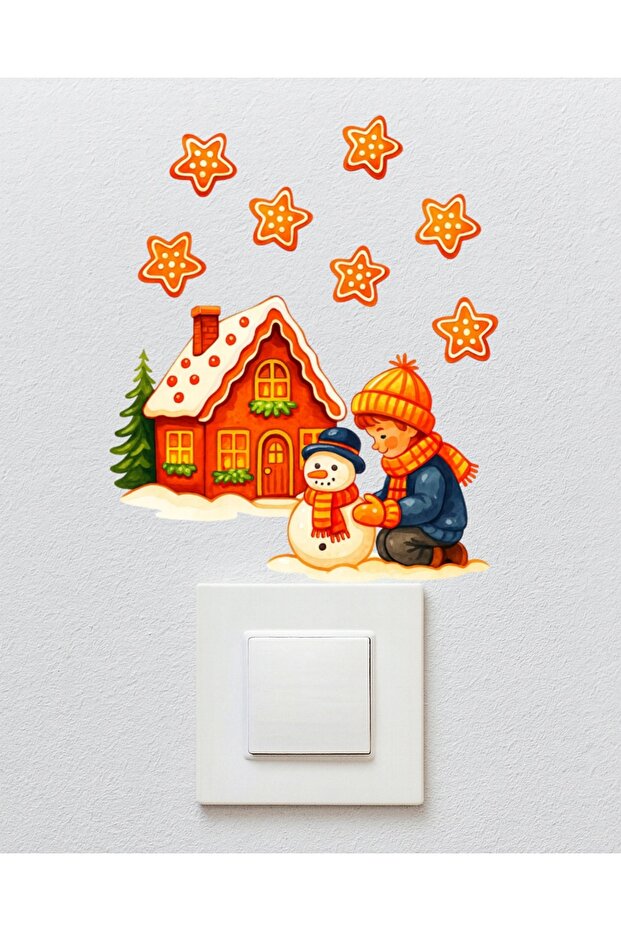 Socket Cover Sticker - Children's Baby Room Wall Sticker - Snow Christmas Snowman Socket Cover Sticker