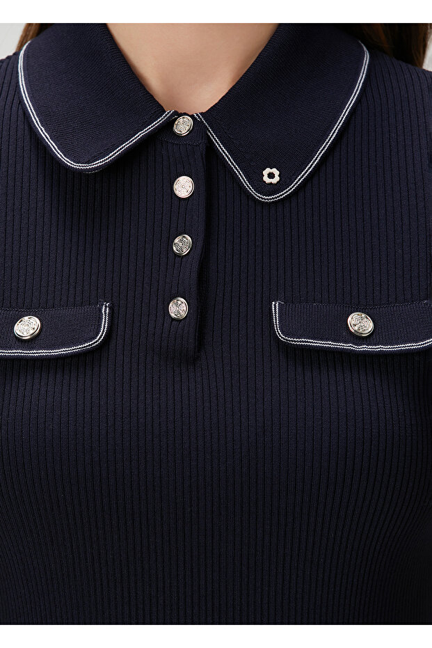 Lacivert Polo Triko - 5