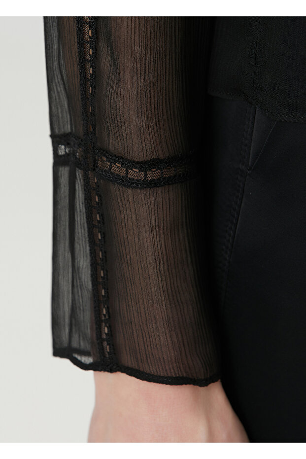 Siyah Şifon Bluz - 5