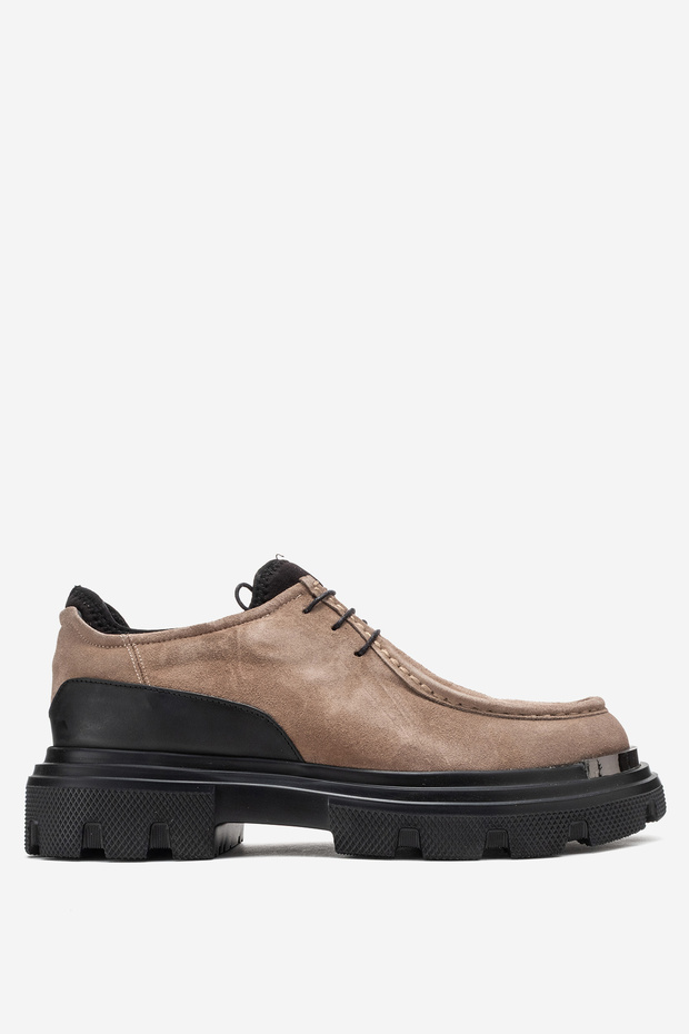 Men's Thick Sole Lace-Up Casual Shoes Real Suede Leather Mc 22437 Vi̇zon
